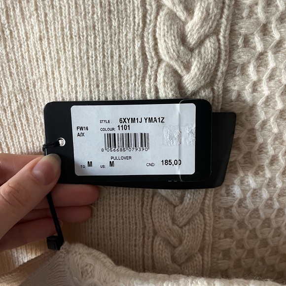 Armani Exchange | NWT Cream Cable Knit Wool Sweater | Size Medium - Picture 8 of 9